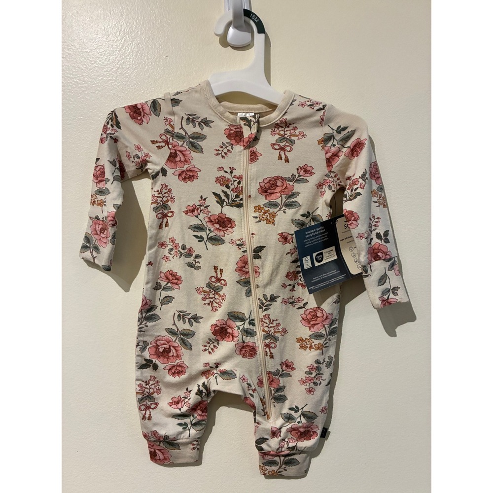 NWT Modern Moments by Gerber Cream Rose Viscose Romper 0-3M